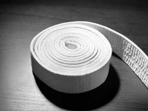 a white martial arts belt